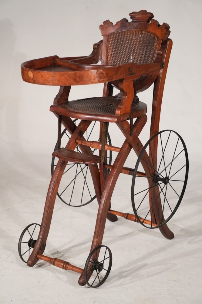 Interesting Victorian Walnut Metamorphic Child's Chair or Stroller (1 of 2)