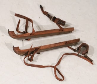 Antique Wood & Iron Ice Skates