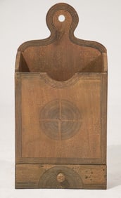 Country Hepplewhite Style Paint Decorated Hanging Candle Box