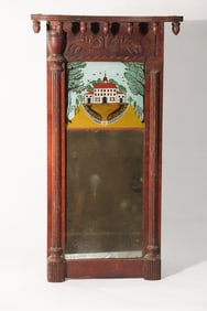 American Federal Reverse Painted Looking Glass
