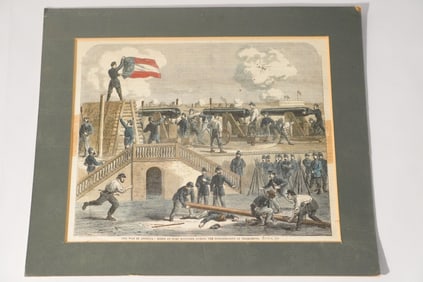 Hand Colored Engraving of the Bombardment of Fort Sumter of the Period
