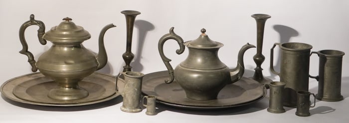 Collection Antique English Pewter Articles