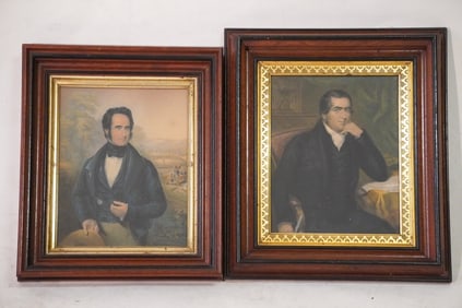 Two 19th Century Hand Colored Portraits of Gentlem