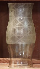 Antique Etched & Blown Glass Hurricane Shade