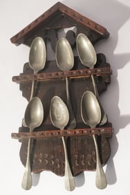 Antique Carved English Oak Spoon Hanger