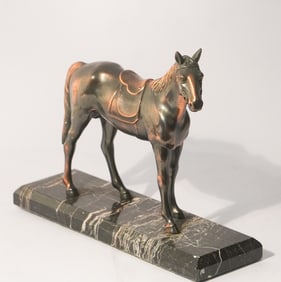 Handsome Mid Century Coppered Spelter Horse
