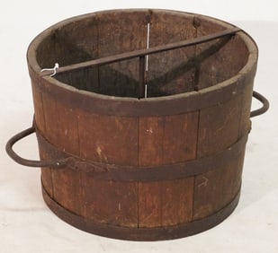 Antique Backcountry Iron & Oak Bucket Measure