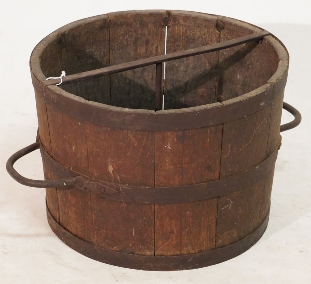Antique Backcountry Iron & Oak Bucket Measure (1 of 1)