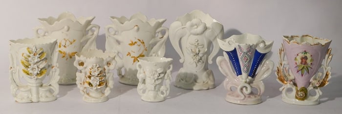 Antique French Old Pair Porcelain Wedding Vases