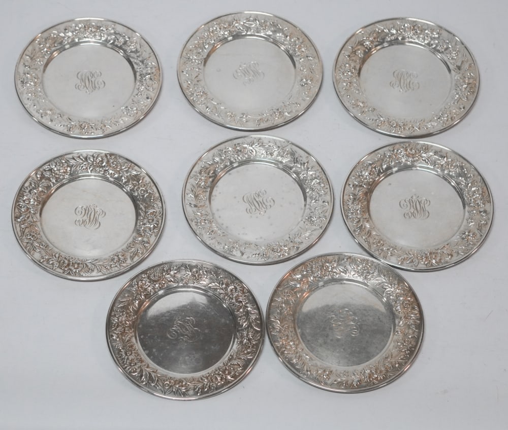 Very Fine Set Kirk Sterling Silver Repose Bread & Butter Plates (1 of 2)