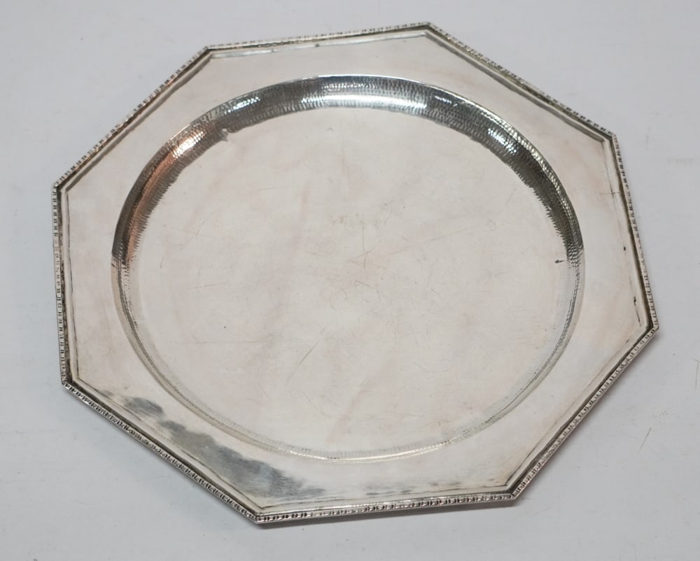 Very Early Georgian Hammered Sterling Silver Serving Platter (1 of 2)
