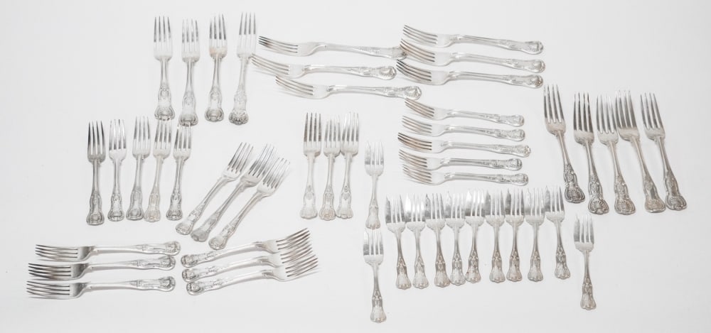 Very Fine Collection Antique English Sterling Silver Kings Pattern Forks (1 of 3)