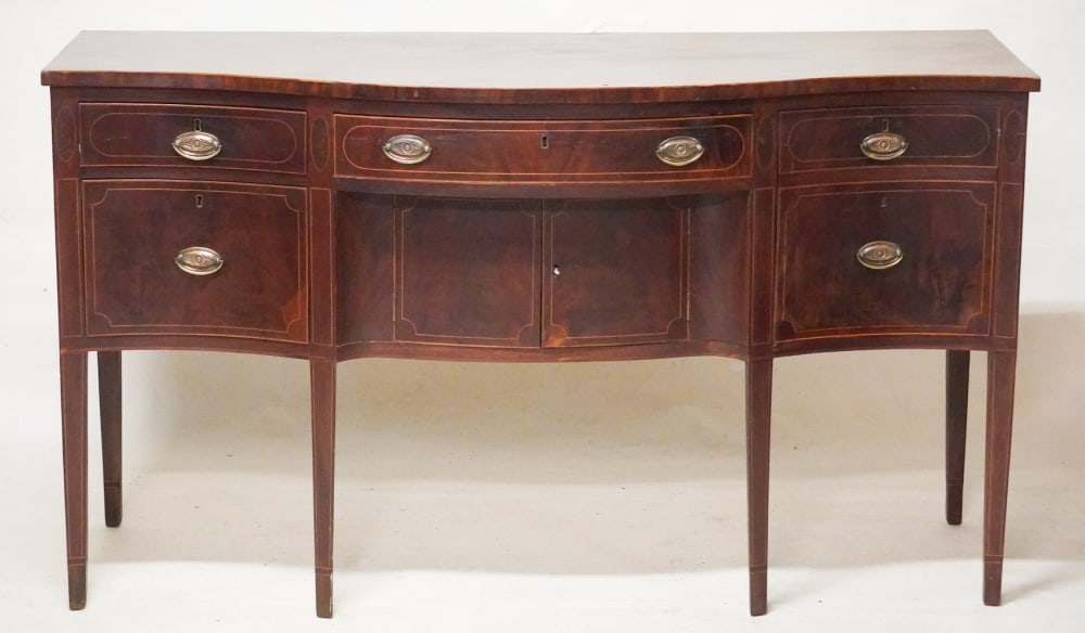 Very Fine & Handsome Southern Federal Inlaid Mahogany Serpentine Sideboard (1 of 8)