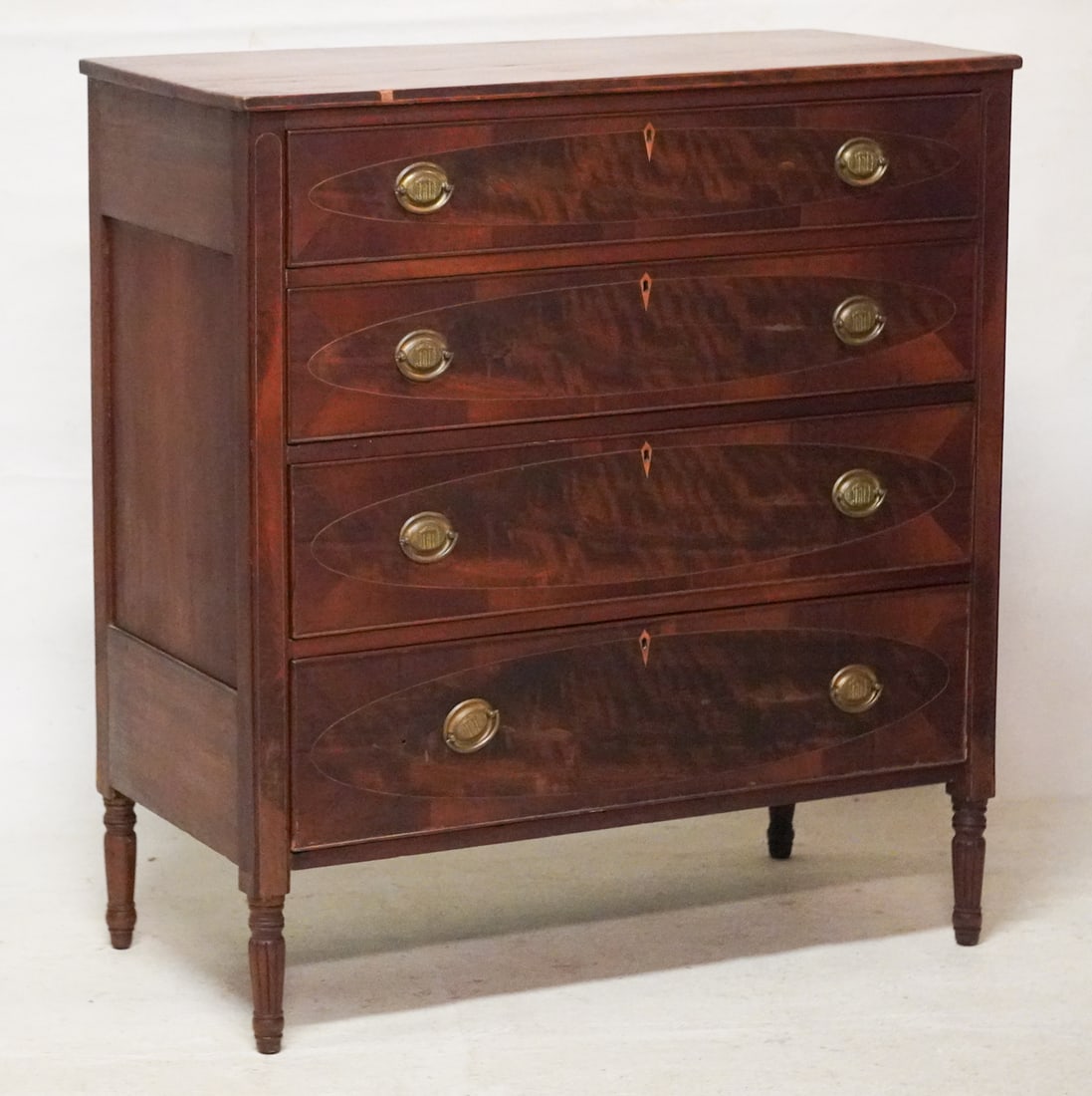 Excellent Southern Federal Cherry Wood & Walnut Inlaid Chest of Drawers (1 of 5)