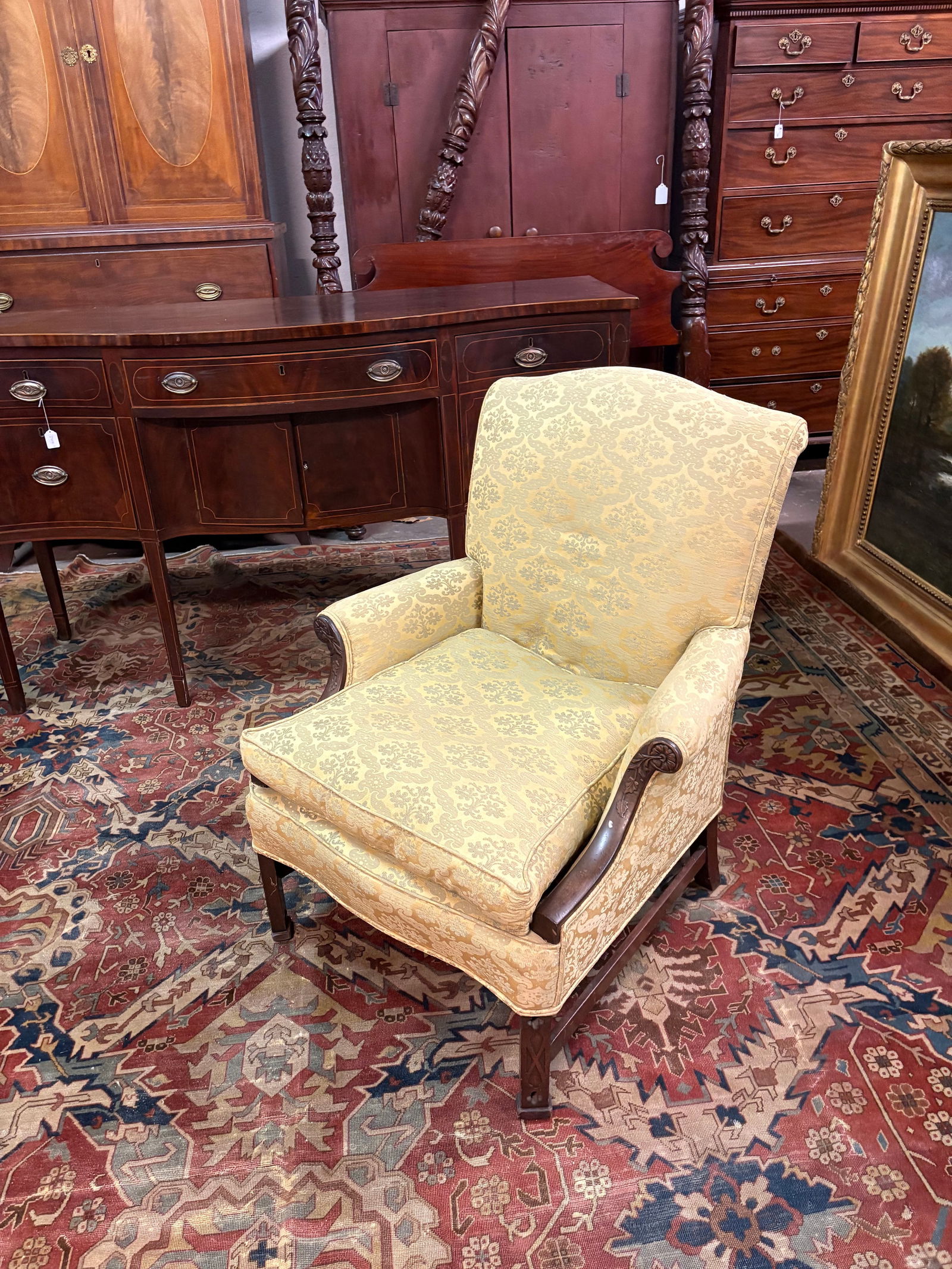Fine English or American Chippendale Carved Mahogany Wing Chair (1 of 4)