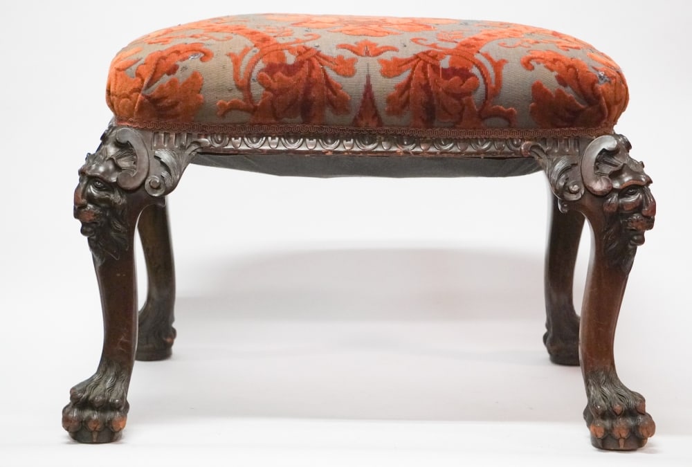 Scottish Chippendale Carved Mahogany FootStool (1 of 5)