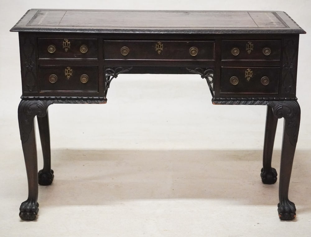 Handsome British George III Carved Mahogany Dressing Table or Hall Table (1 of 5)