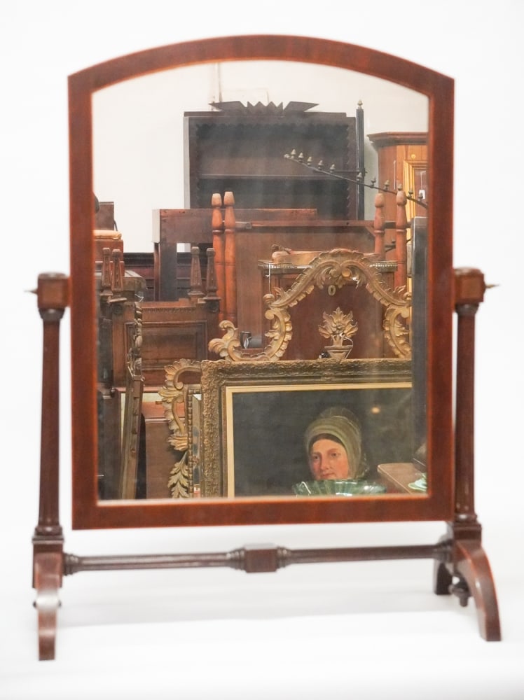 Antique English Edwardian Inlaid Mahogany Dressing Mirror (1 of 4)