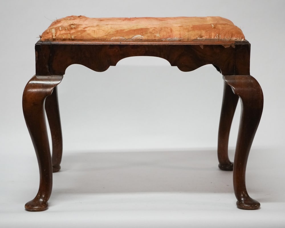 Handsome English Walnut Queen Anne Footstool (1 of 2)