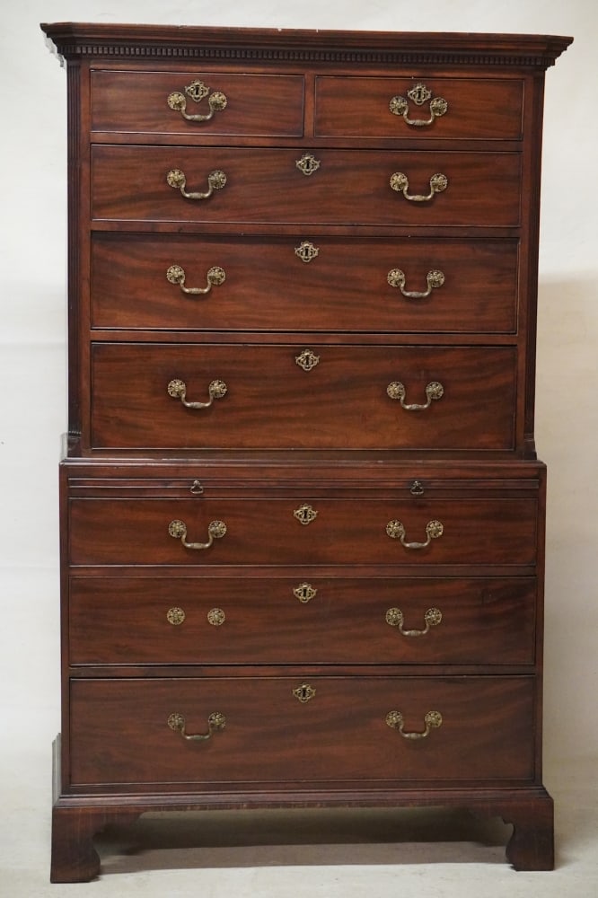 Very Fine English George III Carved & Figured Mahogany Chest on Chest (1 of 4)