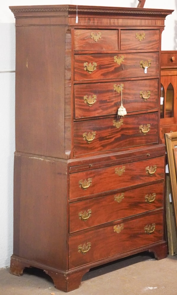Fine English George III Carved & Figured Mahogany Chest on Chest (1 of 5)