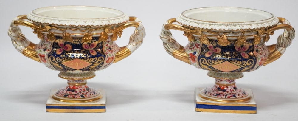 Exceptional Pair English Derby Porcelain Imari Pattern Fruit Coolers (1 of 6)