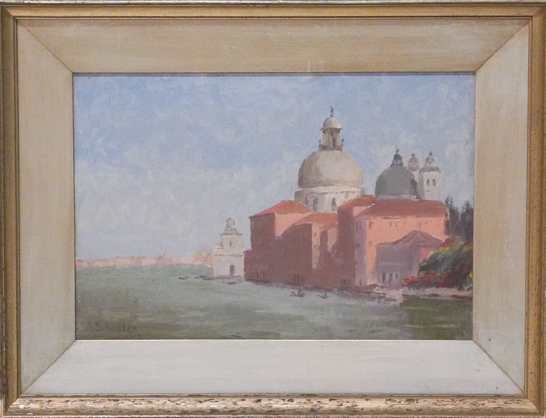 Adele Schuster: (was active/lived in Austria, Born 1845) Oil on board Neopolitan coastal view, signed lower left. Framed nicely. Framed Size: H14 1/4" W18 3/4"