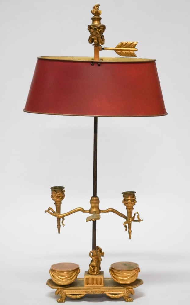 Very Fine Antique French Empire Gilt Bronze Bouillotte Lamp (1 of 3)