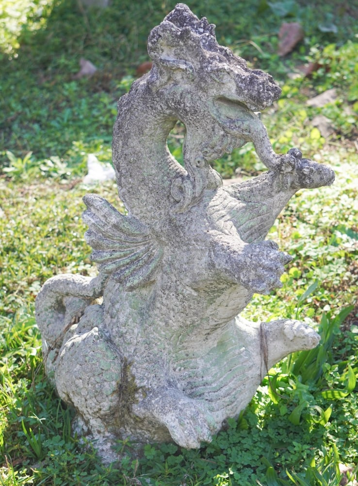 Charming Cast Stone Garden Dragon Sculpture (1 of 2)