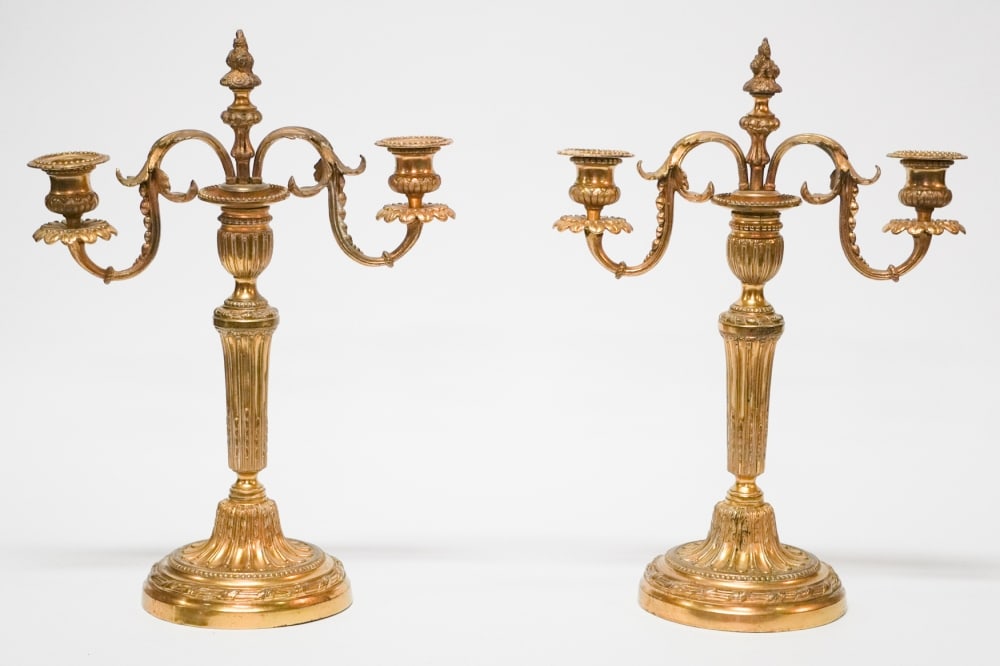 Very Fine Pair Classical French Empire Gilt Bronze Candelabra (1 of 6)