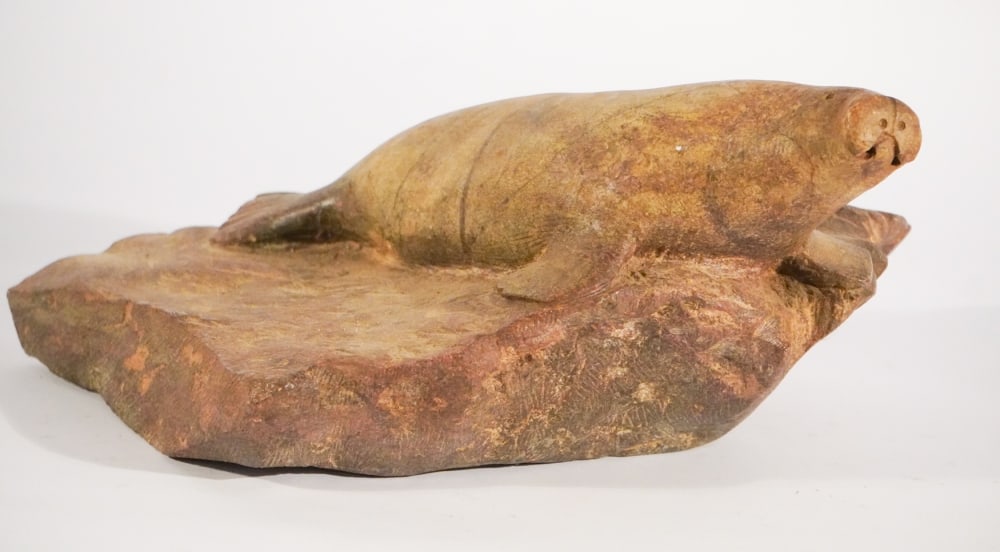 Fine Vintage Eskimo Carved Stone Walrus Sculpture (1 of 4)