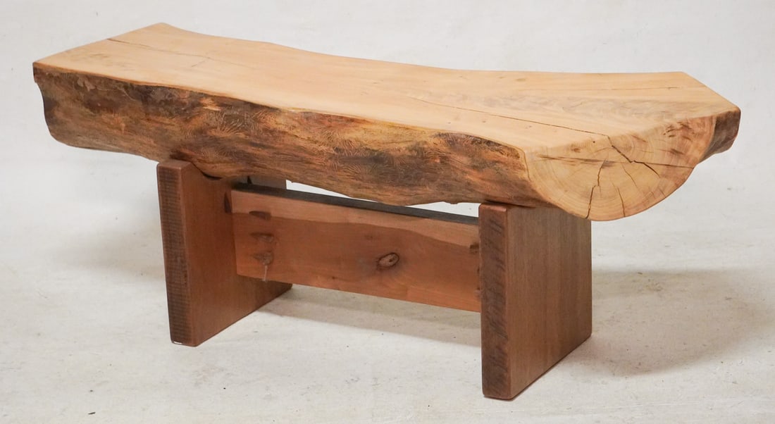 Striking Hand Crafted Natural Form White Oak Bench Side Table (1 of 4)