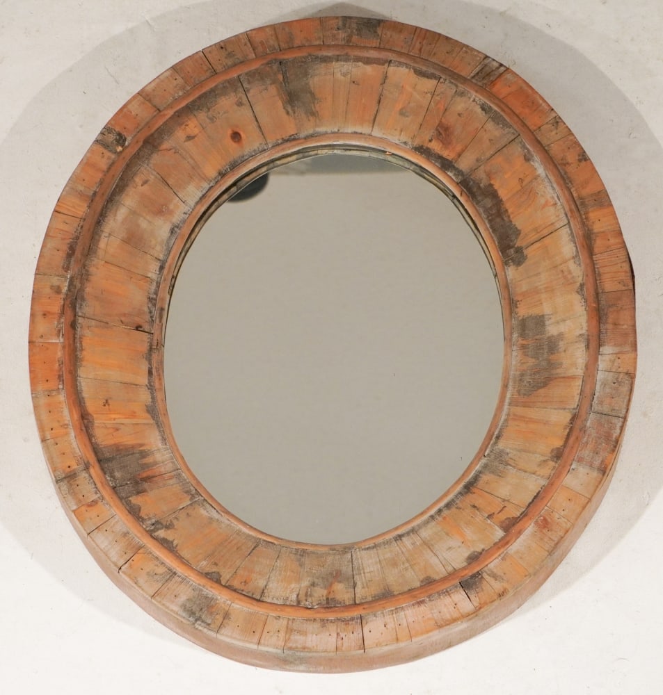 Charming Designer Oval Wood Looking Glass (1 of 1)