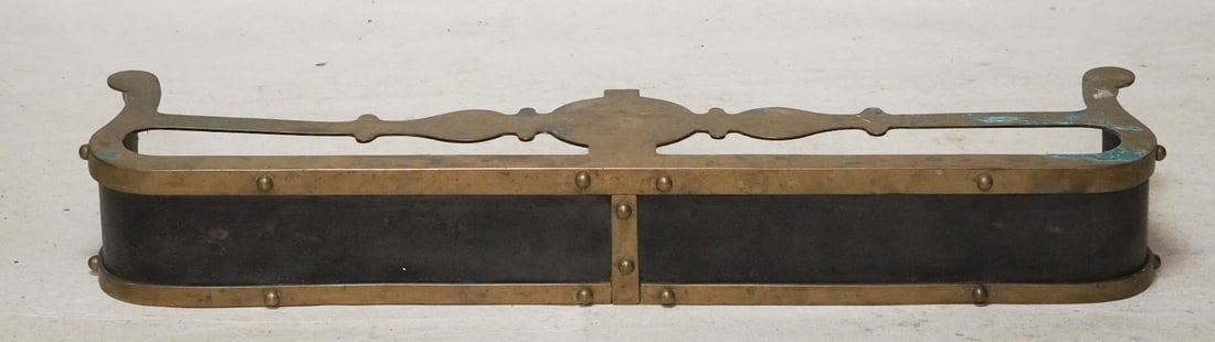 Handsome English Regency Brass & Iron Fire Fender (1 of 2)