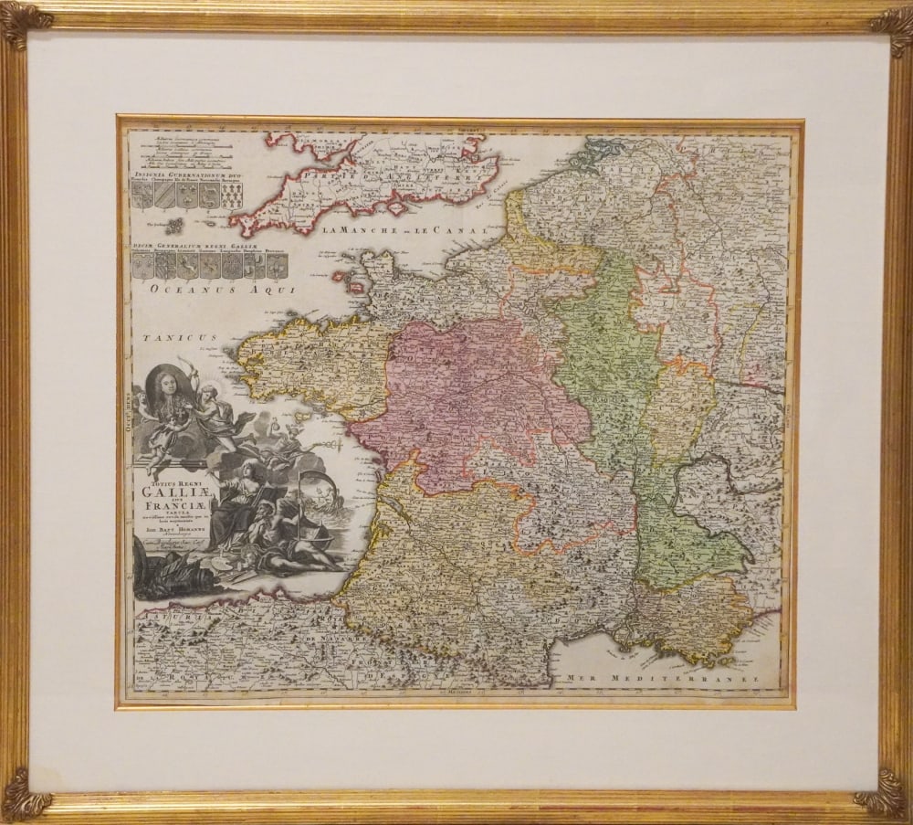 1700 Hand Colored & Engraved Map of France by Homanno (1 of 3)
