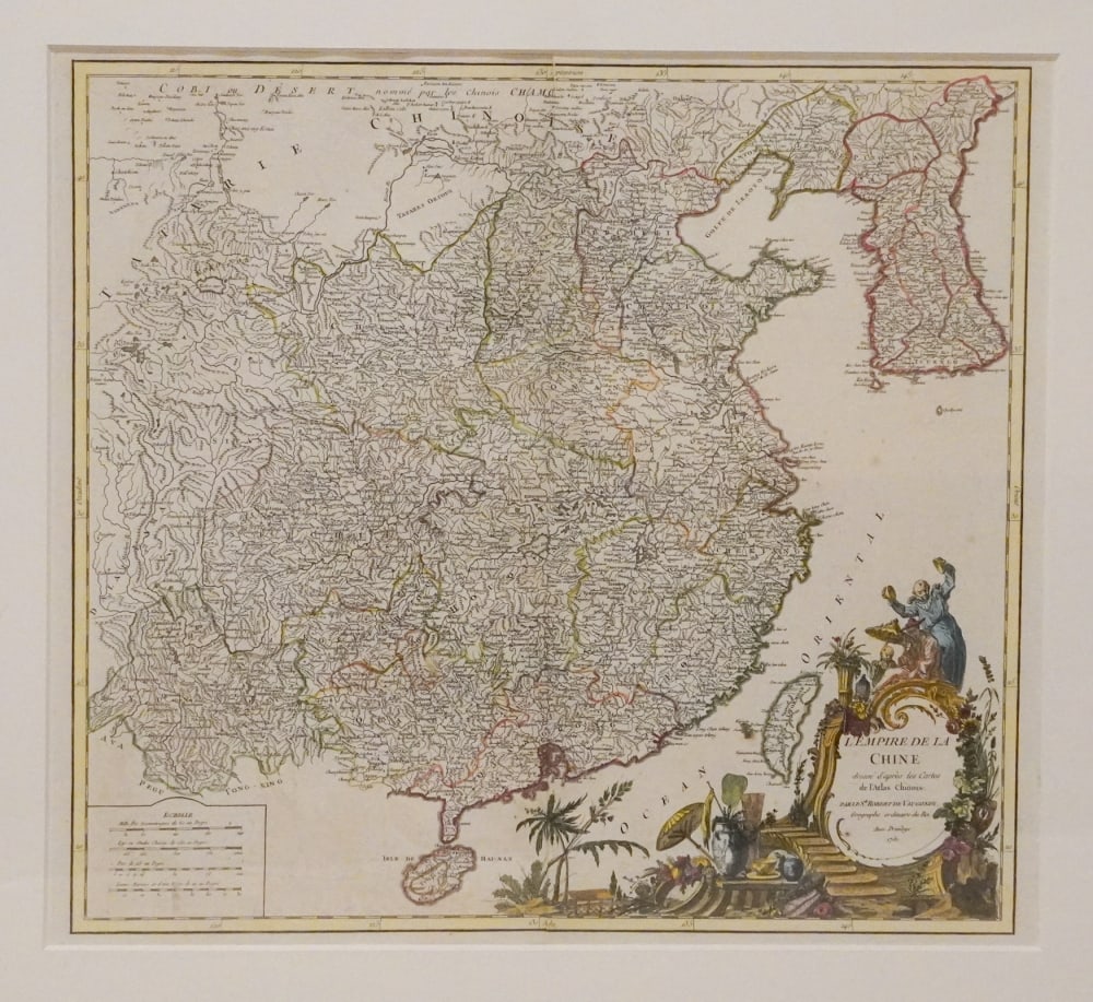 Hand Colored 1750 Map of China by Robert De Vaugondy (1 of 2)