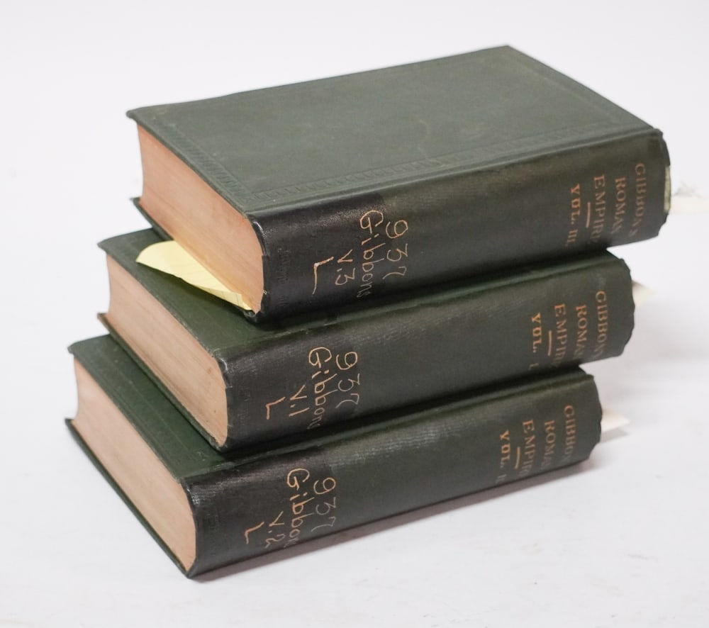Antique Volumes Gibbons "Roman Empire": Three Volume Set in well kept condition. Sold from the collection of Limestone College, Gaffney, South Carolina