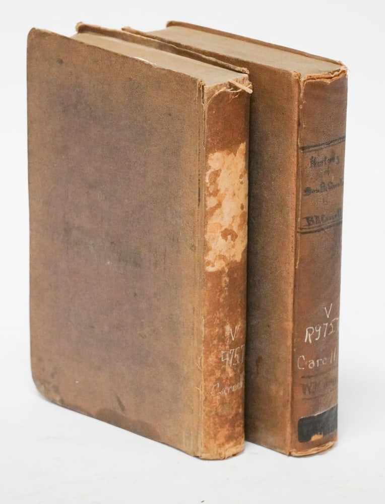 1836 Vol "Historic Collections of South Carolina": 2 Volumes in nicely kept condition. Sold from the collection of Limestone College, Gaffney, South Carolina