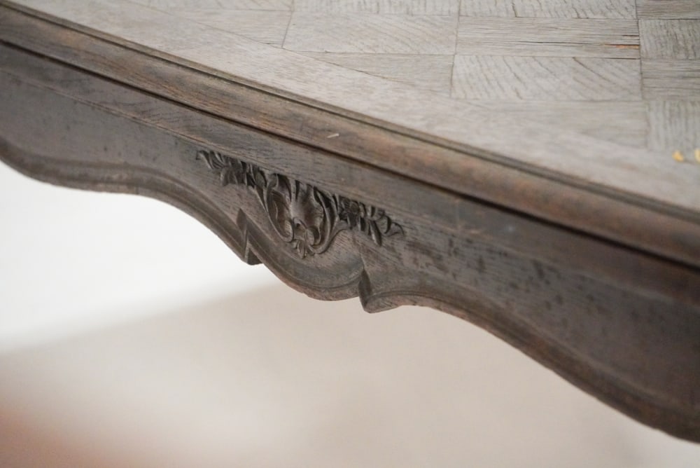 Fine French Provincial Carved & Inlaid Walnut Dining Table (1 of 6)