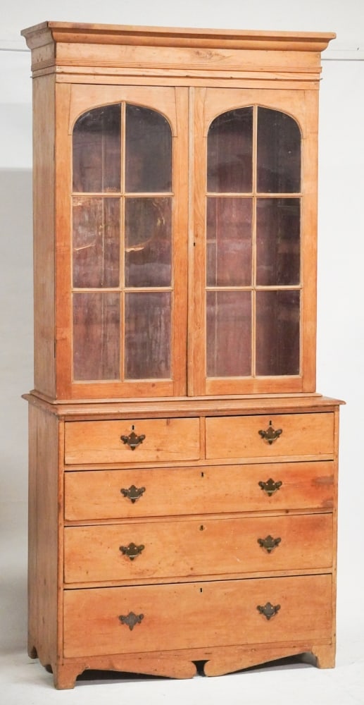 Fine English Country Hepplewhite Pine Step Back China Press or Cupboard (1 of 5)