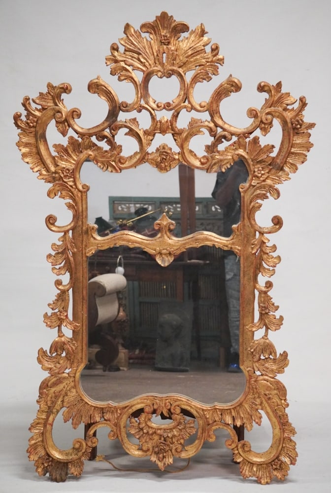 Excellent Chippendale Style Carved & Gilt Mirror or Looking Glass (1 of 5)