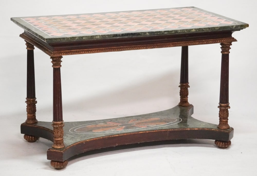 Excellent French Empire Marble Top Carved & Gilt Center Table (1 of 12)