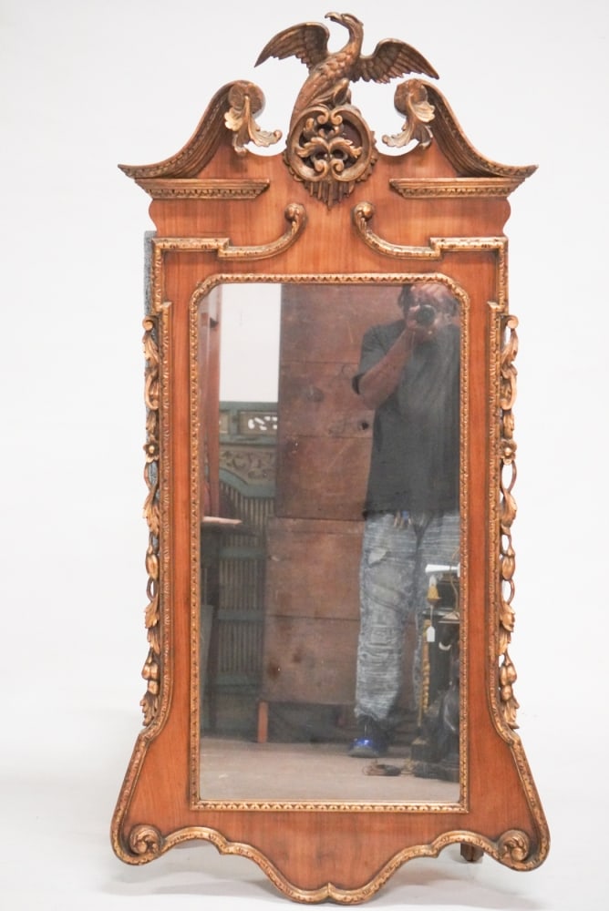 Excellent Chippendale Style Carved & Gilt Mahogany Looking Glass (1 of 3)