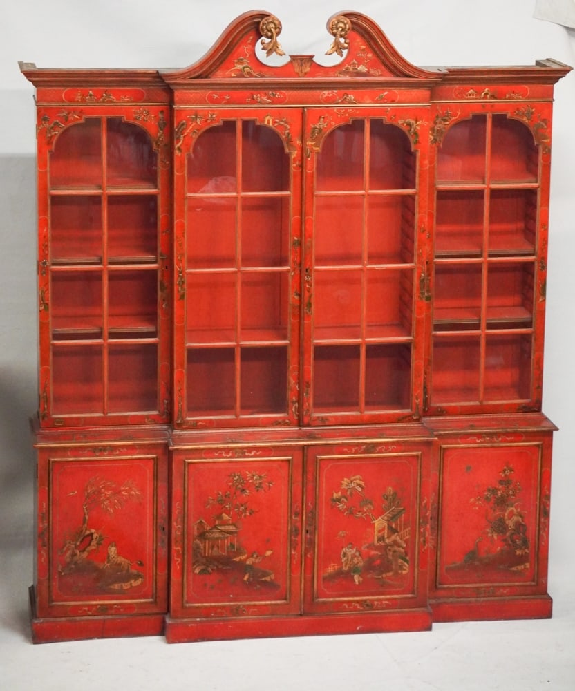 Very Fine English George III Chinoiserie Decorated Breakfront Bookcase (1 of 9)