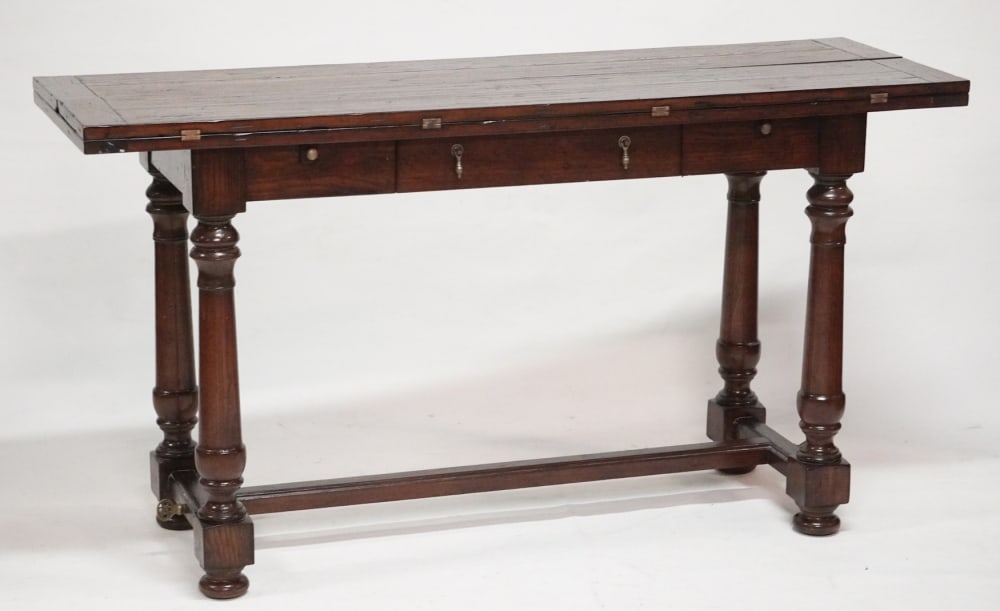 Handsome English Jacobean Style Flip Top Console Table (1 of 4)
