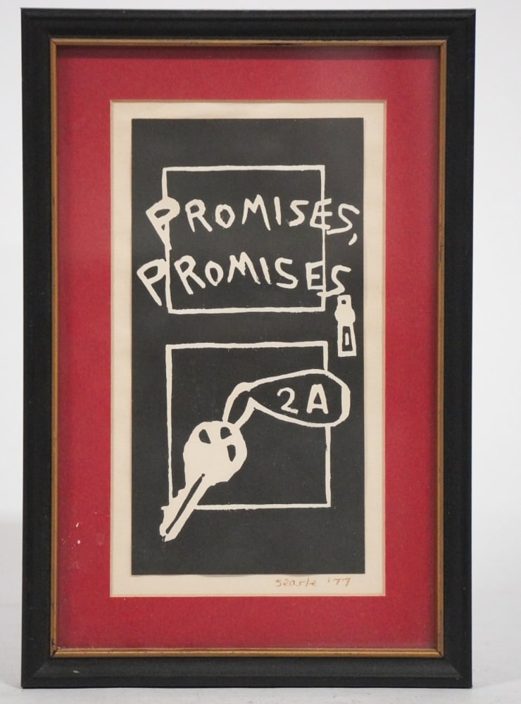 Ronald Searle: (Britain, 1920-2011) Original woodcut signed lower right framed nicely. Good condition. Framed: H10 1/2" W7" Sold from the personal collection of Andy Zalkin to benefit Beth Shalom Synagogue of