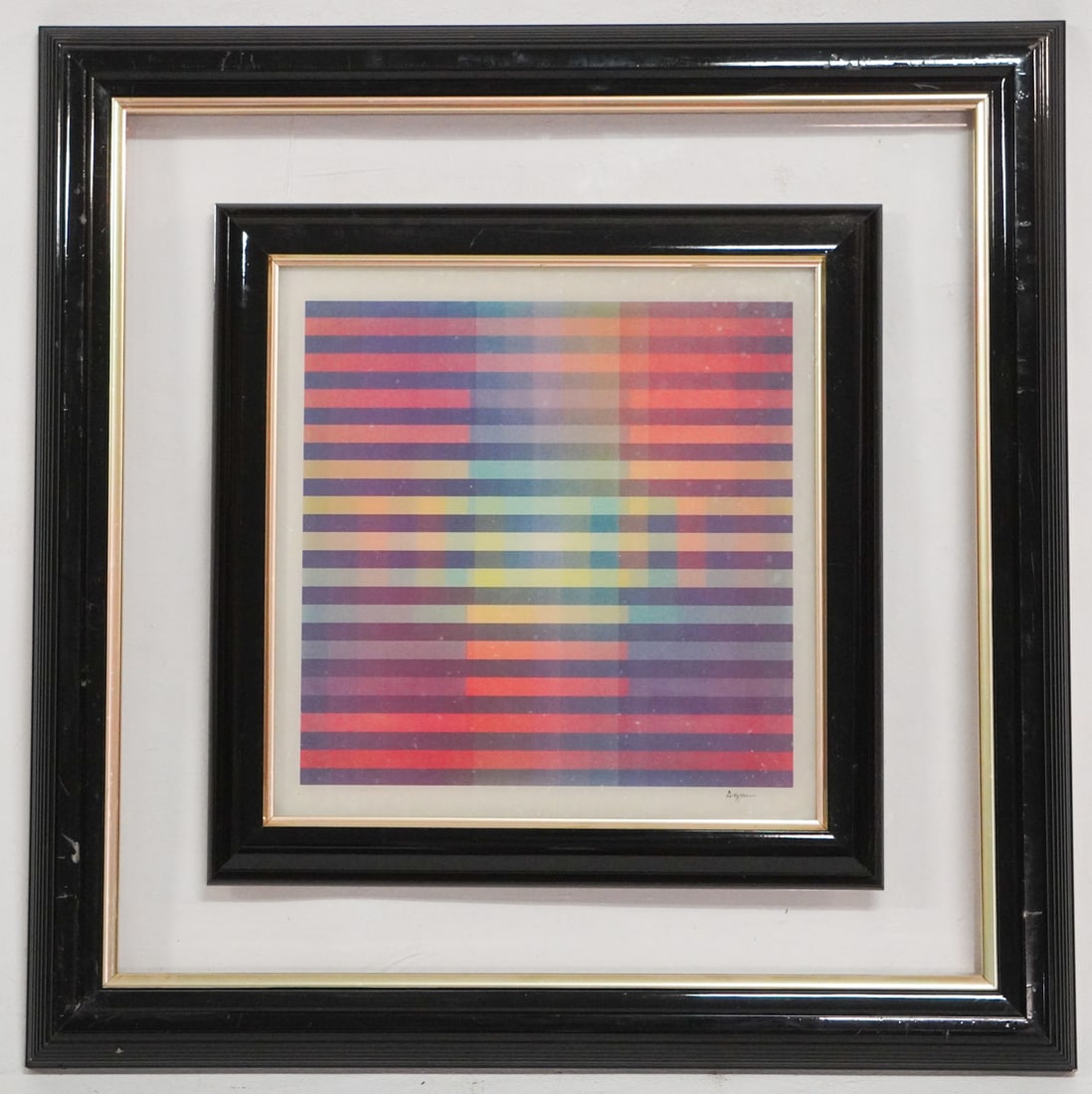 Yaacov Agam: (Israel, b. 1928) Original Agamograph, signed lower right. Framed in original frame. Brilliant work well kept. H27 1/4" W26 1/4" Sold from the personal collection of Andy Zalkin to benefit Beth