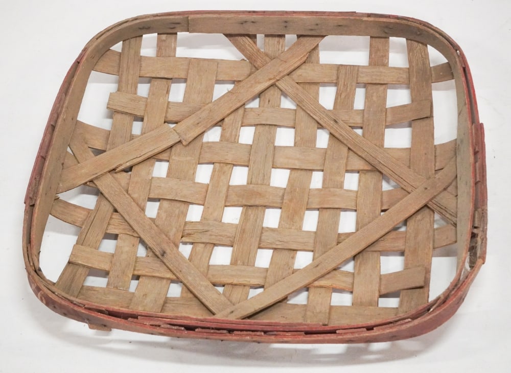 Fine Antique Southern Tobacco Basket: 19th or early 20th century, period example likely Lowcountry or Midlands of South Carolina. Very nice surface and tight condition ready to hang. H38" W38" Sold from the collection of a Fripp Island,