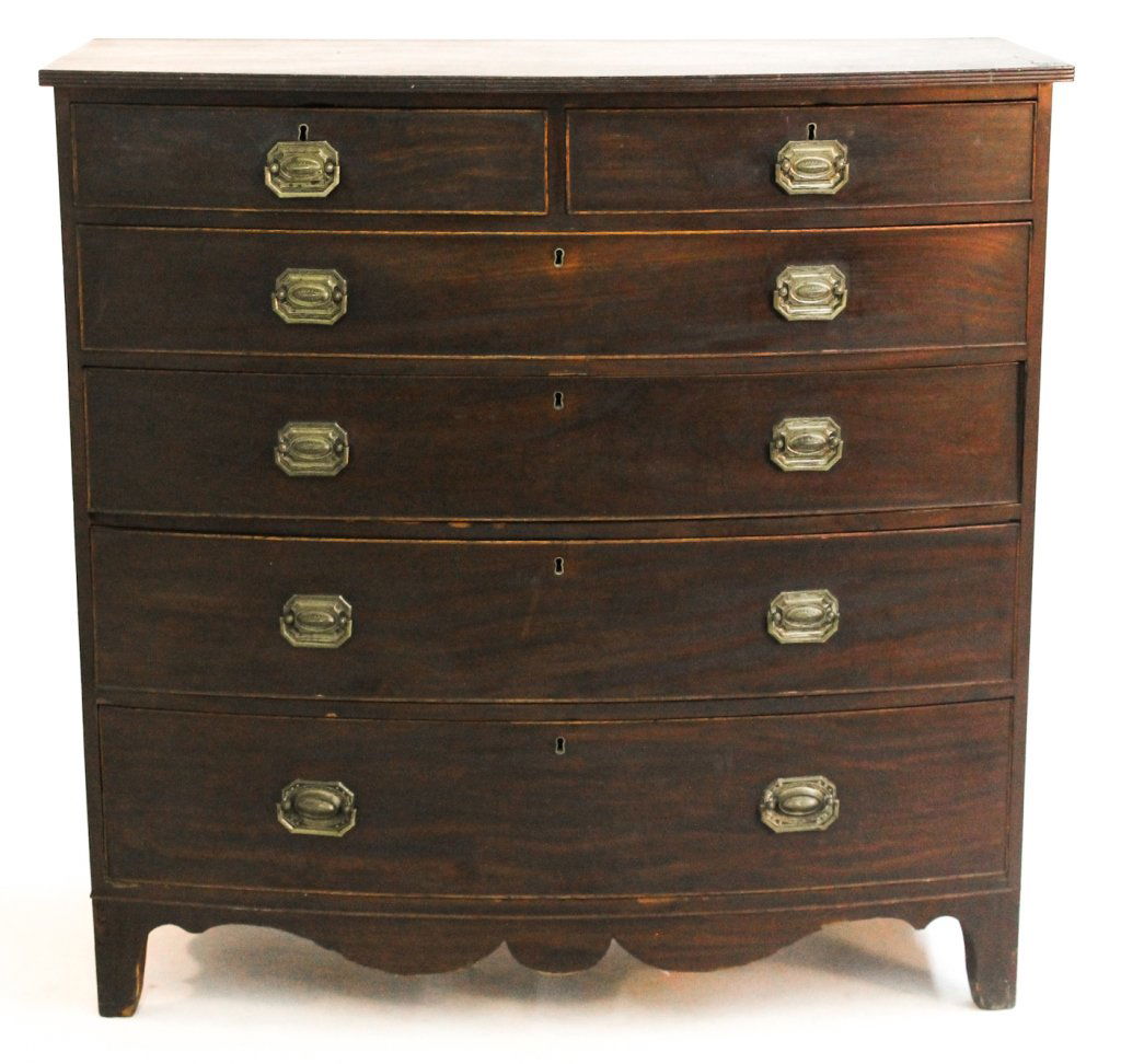 Rare Southern Neoclassical mahogany chest: Charleston, South Carolina, school of Robert Walker, circa 1815. Micro analysis shows secondary wood of yellow pine, red cedar and tulip poplar. original hardware. H44 W44 1/2" D22 1/2"" See also: Rau