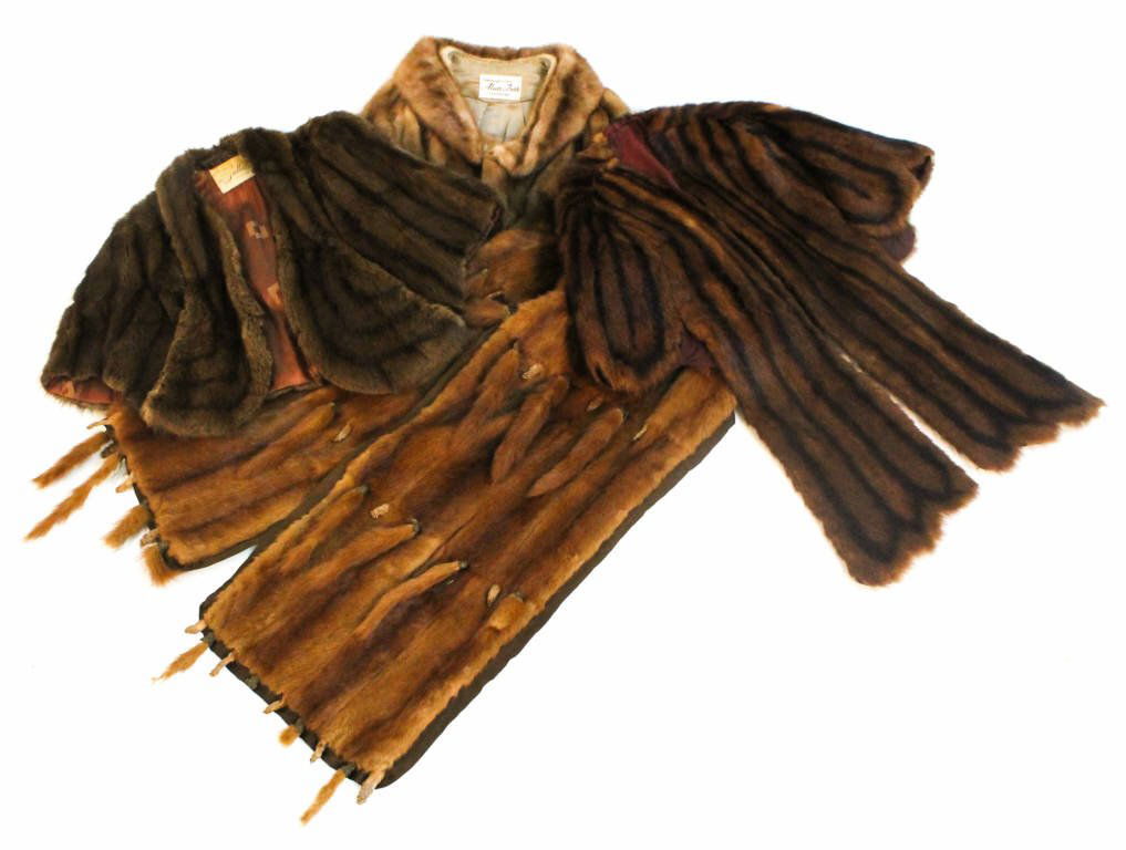Group of four mink capes: approximate size medium.